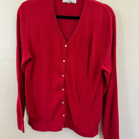 Carolyn Taylor Red Cardigan Size Large - Picture 5 of 7